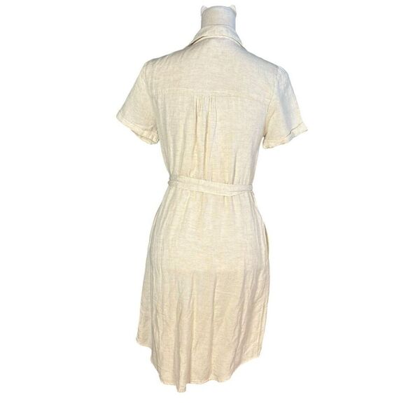 Japna Shirt Dress Size Small Tan Pockets Tie Waist Classic Minimalist Neutral - Picture 3 of 9